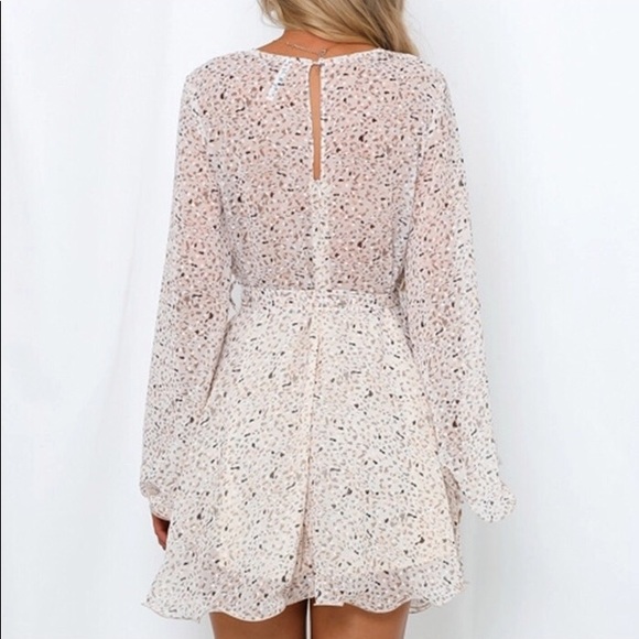 Confetti Gia Beige Translucent Sexy Mini W/Flare Sleeves - Picture 5 of 5